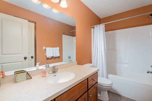 29259 Wildwood Rd, Chisago City, MN 55013 - bathroom with vanity, shower / bathtub combination with curtain, and tile patterned flooring