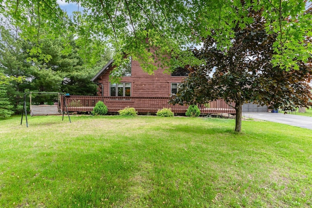 W7340 163rd Ave, Hager City, WI 54014 - view of green lawn with a deck