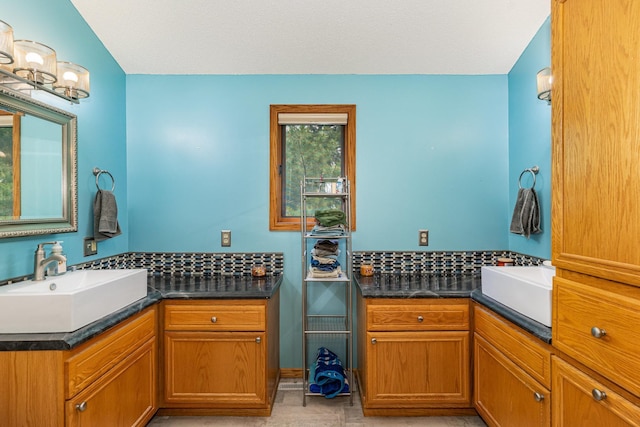 W7340 163rd Ave, Hager City, WI 54014 - bathroom featuring vanity and decorative backsplash