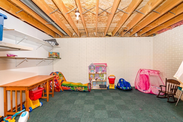 W7340 163rd Ave, Hager City, WI 54014 - game room with brick wall and tile patterned floors