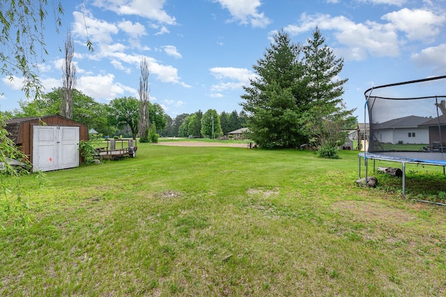 W7340 163rd Ave, Hager City, WI 54014 - view of green lawn with a trampoline and a storage shed