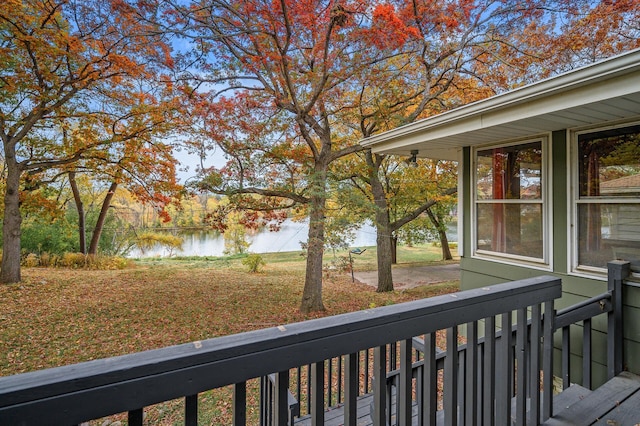 8401 Meadow Lake Rd N, New Hope, MN 55428 - wooden terrace with a water view