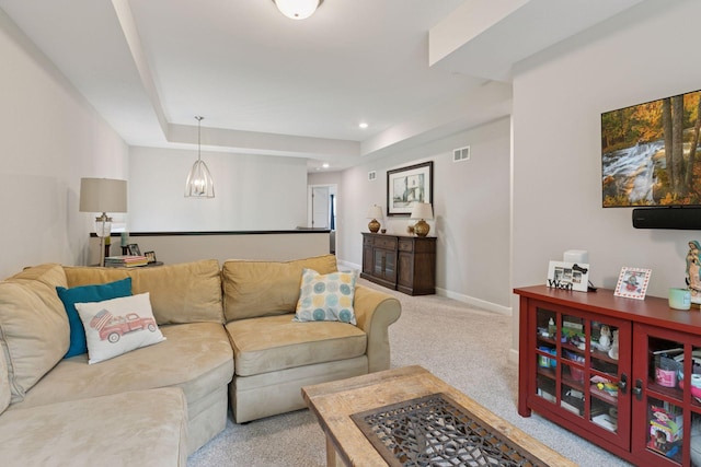 7465 Glengarry Pl, Eden Prairie, MN 55344 - living area featuring carpet floors, recessed lighting, and a raised ceiling
