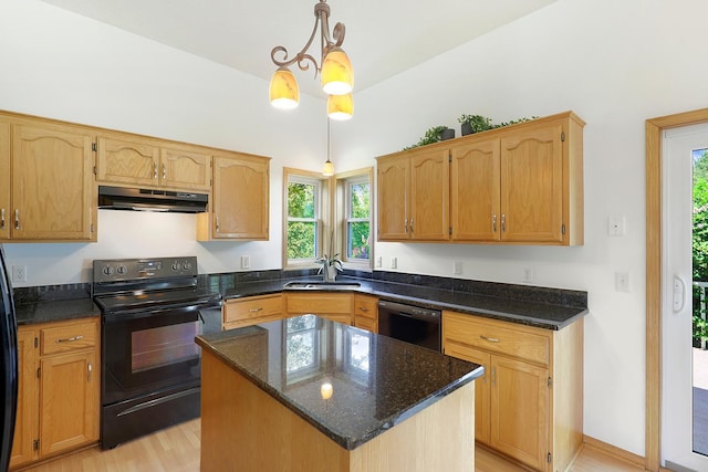 20736 196th Ave NW, Big Lake Twp, MN 55309 - kitchen featuring black appliances, extractor fan, a sink, and plenty of natural light