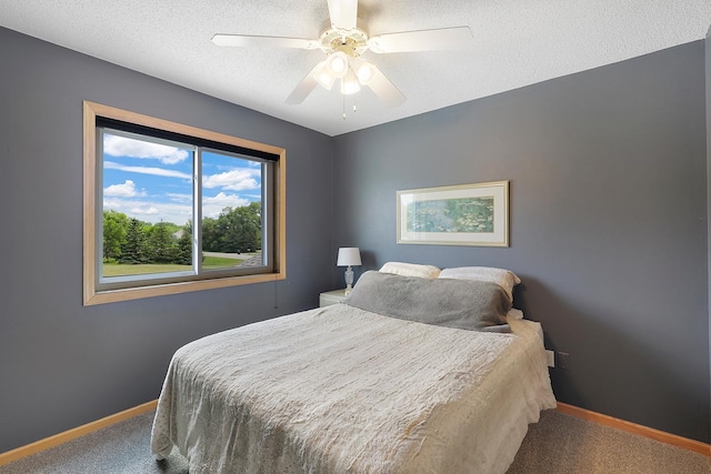 20736 196th Ave NW, Big Lake Twp, MN 55309 - bedroom with carpet floors, baseboards, a textured ceiling, and a ceiling fan