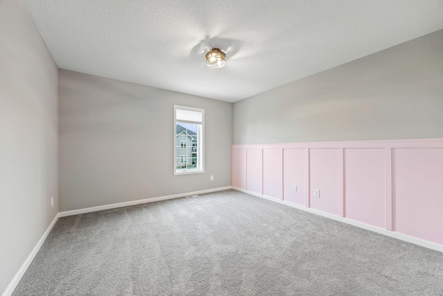 14645 Cloquet St, Dayton, MN 55327 - empty room with a textured ceiling, carpet, wainscoting, and a decorative wall