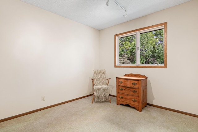 17000 Jackal St NW, Ramsey, MN 55303 - sitting room featuring track lighting, light colored carpet, and a textured ceiling