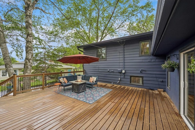 2500 Ensign Ave N, Golden Valley, MN 55427 - wooden terrace featuring an outdoor living space with a fire pit