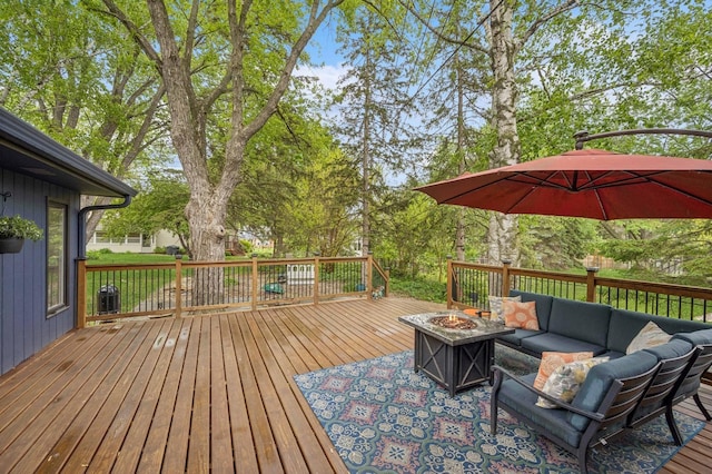 2500 Ensign Ave N, Golden Valley, MN 55427 - deck with an outdoor living space with a fire pit