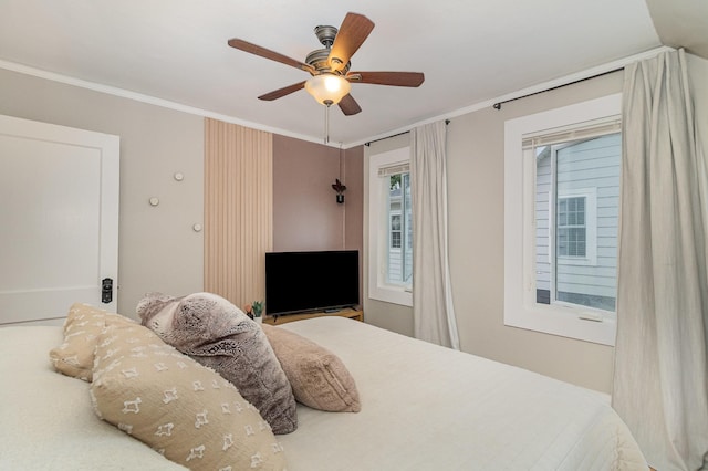 1848 James Ave, Saint Paul, MN 55105 - bedroom featuring ornamental molding and a ceiling fan