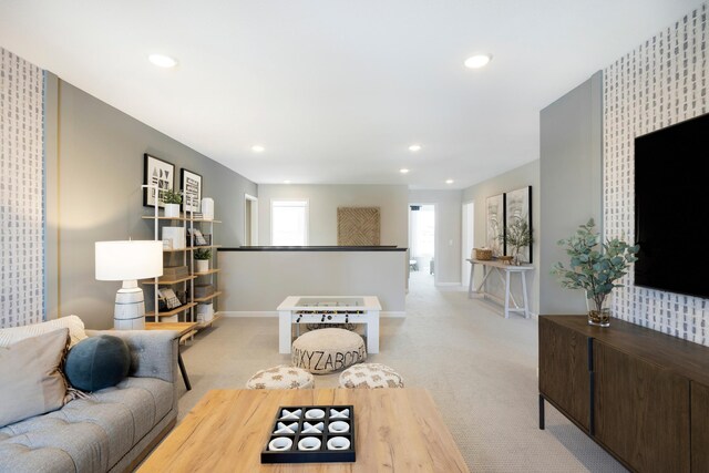 19648 104th Pl, Corcoran, MN 55374 - carpeted living area with baseboards and recessed lighting