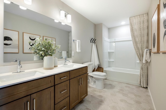 19648 104th Pl, Corcoran, MN 55374 - full bathroom with double vanity, toilet, bathtub / shower combination, and recessed lighting