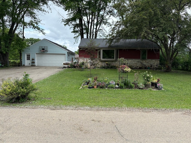 1309 28th St SE, Rochester, MN 55904 - single story home featuring a garage, a front yard, an outbuilding, and stone siding