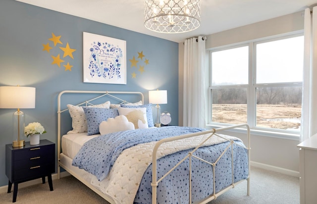 19600 104th Pl, Corcoran, MN 55374 - bedroom with carpet, a chandelier, and baseboards