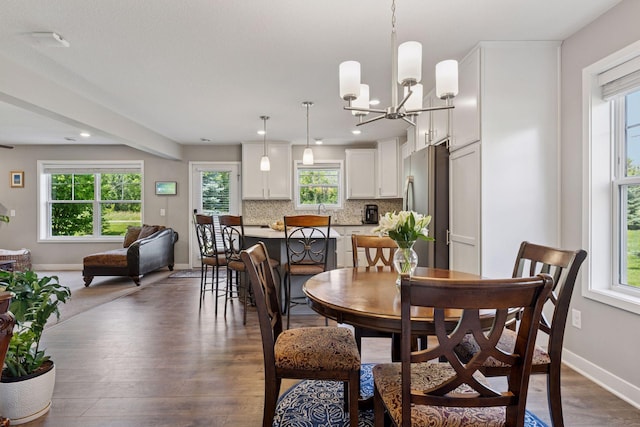 13824 102nd Pl N, Maple Grove, MN 55369 - dining space with plenty of natural light, dark wood-style floors, and recessed lighting