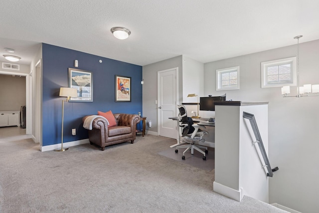 13824 102nd Pl N, Maple Grove, MN 55369 - carpeted home office with baseboards and a textured ceiling