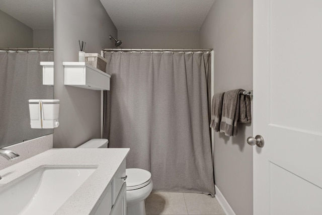 13824 102nd Pl N, Maple Grove, MN 55369 - full bathroom featuring vanity, tile patterned flooring, a textured ceiling, and curtained shower