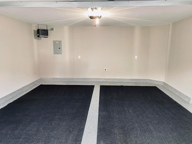 13824 102nd Pl N, Maple Grove, MN 55369 - garage with electric panel, a garage door opener, and a heating unit