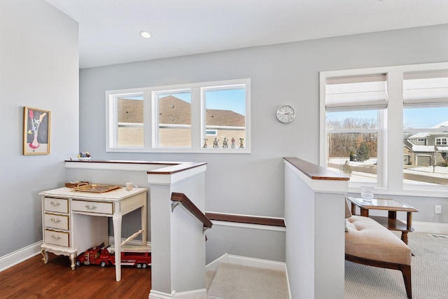 19086 100th Pl N, Maple Grove, MN 55311 - staircase featuring wood finished floors, plenty of natural light, baseboards, and recessed lighting