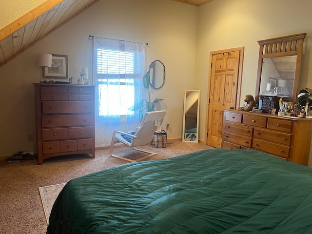 454 Wagon Wheel Dr SE Unit 17, Ten Lake Twp, MN 56601 - bedroom featuring carpet flooring, vaulted ceiling, and wooden ceiling