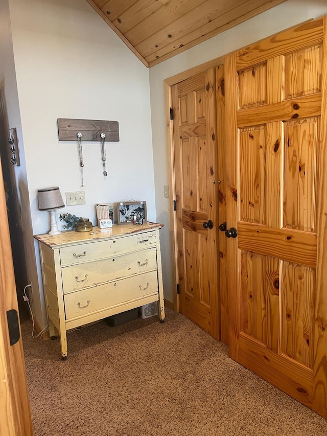 454 Wagon Wheel Dr SE Unit 17, Ten Lake Twp, MN 56601 - bedroom with carpet floors, wood ceiling, and vaulted ceiling