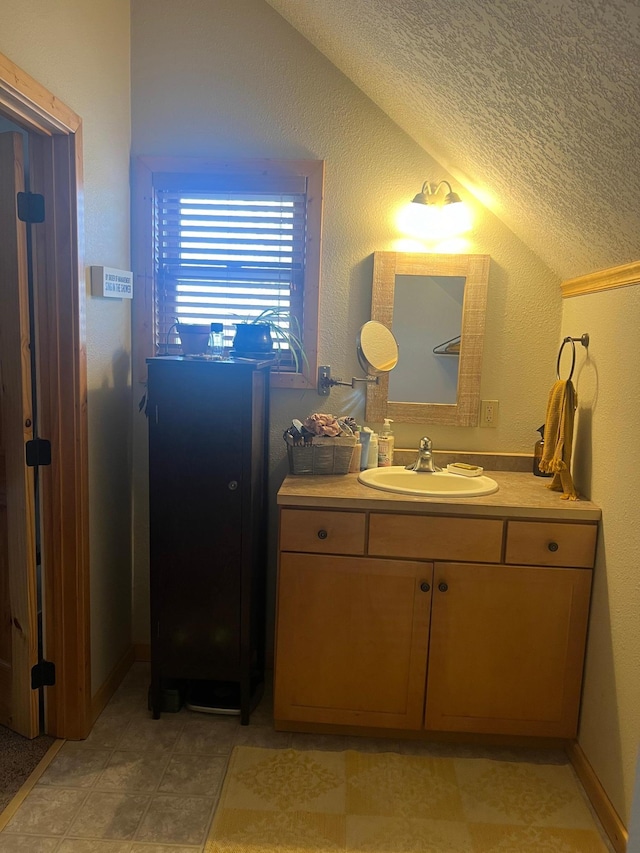 454 Wagon Wheel Dr SE Unit 17, Ten Lake Twp, MN 56601 - bathroom with lofted ceiling and vanity