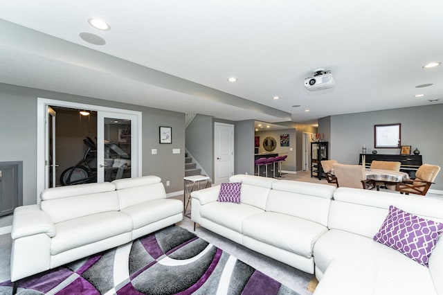 4338 Stone Crest Ln NE, Rochester, MN 55906 - living area featuring stairs, recessed lighting, and baseboards