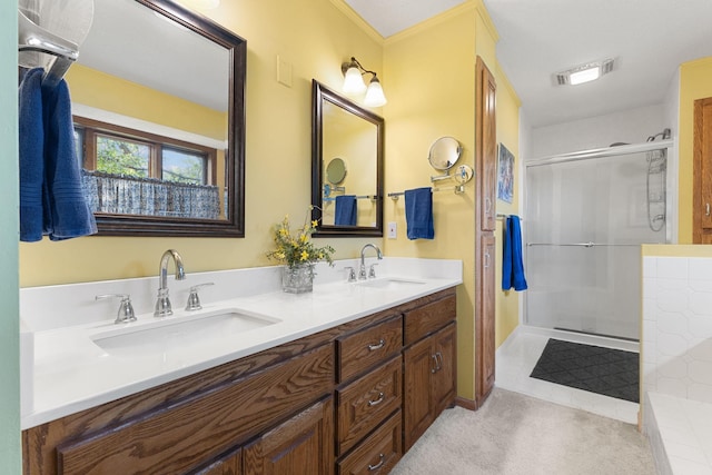 14023 Yellow Pine St NW, Andover, MN 55304 - full bathroom featuring double vanity and a shower with door