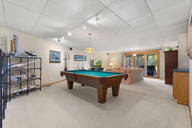 14023 Yellow Pine St NW, Andover, MN 55304 - game room with light carpet, track lighting, and billiards table