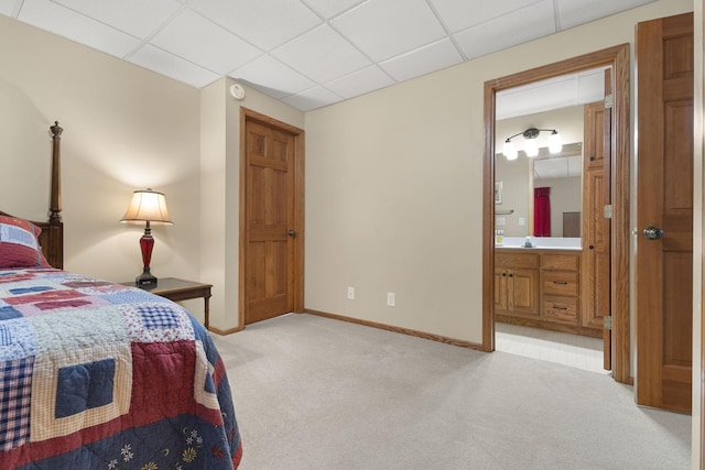 14023 Yellow Pine St NW, Andover, MN 55304 - bedroom with light colored carpet, a drop ceiling, and ensuite bath