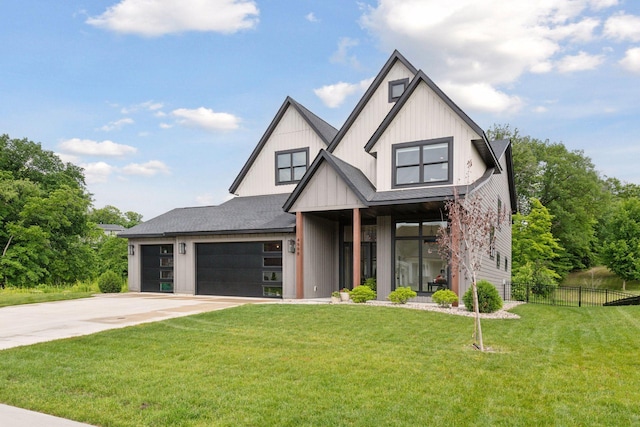 4998 Beach St NE, Prior Lake, MN 55372 - modern farmhouse style home featuring concrete driveway, an attached garage, and board and batten siding