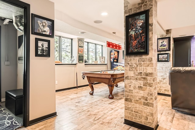 13812 Steven Rd, Burnsville, MN 55337 - recreation room featuring billiards table, light wood-style flooring, and baseboards