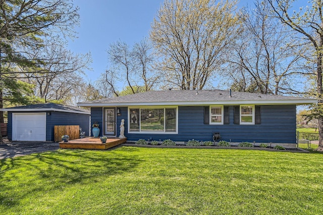 13812 Steven Rd, Burnsville, MN 55337 - view of front of house with an outbuilding, a garage, driveway, and a deck