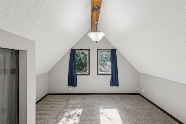 4718 Colfax Ave N, Minneapolis, MN 55430 - additional living space featuring carpet, lofted ceiling, and a textured ceiling