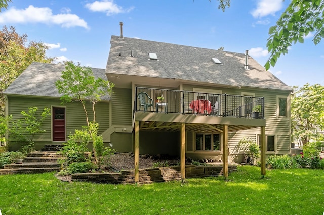 15795 Quebec Cir, Eden Prairie, MN 55346 - back of property with a lawn, roof with shingles, and a deck
