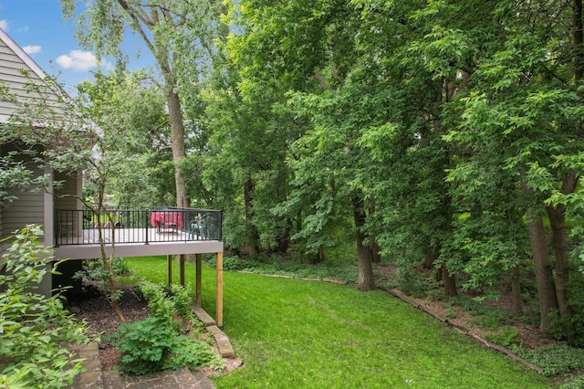 15795 Quebec Cir, Eden Prairie, MN 55346 - view of green lawn featuring a wooden deck