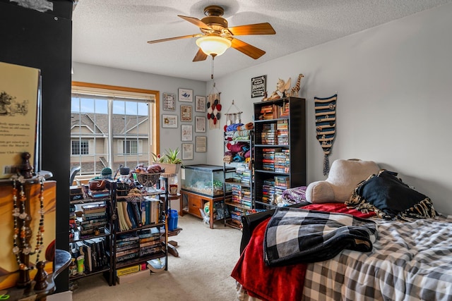 1587 County Road D E Unit B, Maplewood, MN 55109 - carpeted bedroom with a textured ceiling and a ceiling fan