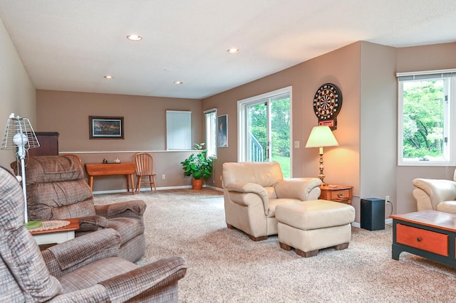 6490 White Dove Dr, Excelsior, MN 55331 - living area with carpet floors, recessed lighting, and baseboards
