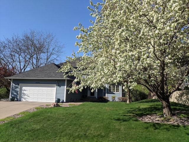 6490 White Dove Dr, Excelsior, MN 55331 - view of front of property featuring an attached garage, a front yard, concrete driveway, and a shingled roof