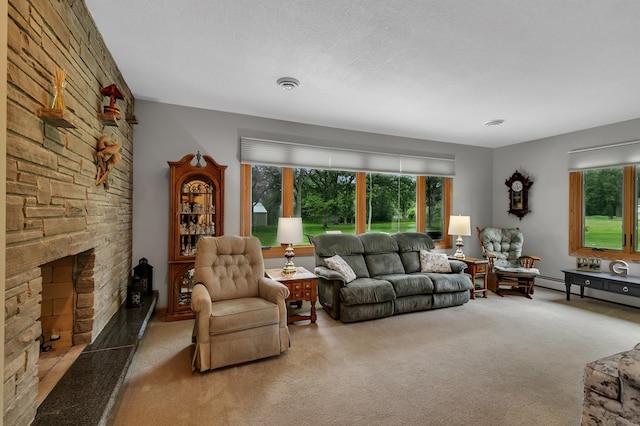 1341 75th Ave NE, Sauk Rapids, MN 56379 - living room featuring healthy amount of natural light, carpet, and a fireplace