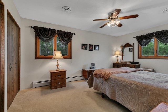 1341 75th Ave NE, Sauk Rapids, MN 56379 - bedroom with light carpet, a closet, and baseboard heating