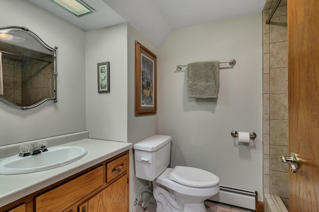 1341 75th Ave NE, Sauk Rapids, MN 56379 - full bathroom featuring baseboard heating, vanity, and a tile shower