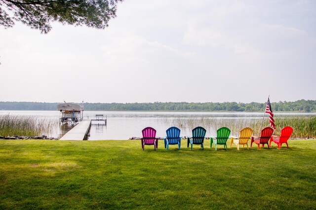 15088 Shady Oak Ln, Center Twp, MN 56465 - view of home's community with a lawn, a water view, and a dock