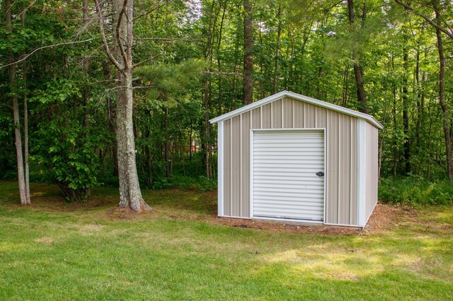 15088 Shady Oak Ln, Center Twp, MN 56465 - view of shed featuring a wooded view