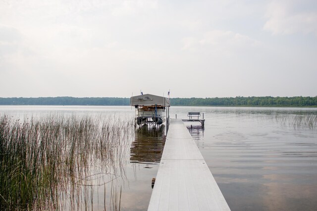 15088 Shady Oak Ln, Center Twp, MN 56465 - dock featuring a water view and boat lift