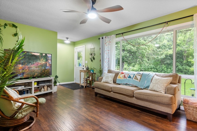 712 Shady Ln SW, Alexandria, MN 56308 - living room with ceiling fan and wood finished floors