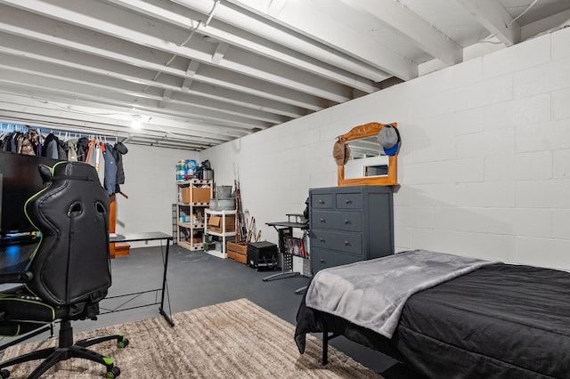 712 Shady Ln SW, Alexandria, MN 56308 - bedroom with concrete floors and concrete block wall