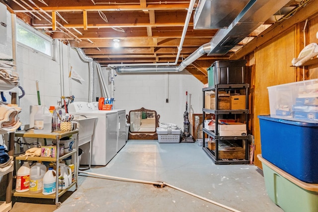 712 Shady Ln SW, Alexandria, MN 56308 - basement with washer and clothes dryer and concrete block wall