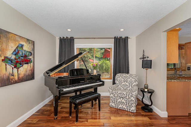4078 153rd St W, Rosemount, MN 55068 - living area featuring wood finished floors, a textured ceiling, and recessed lighting