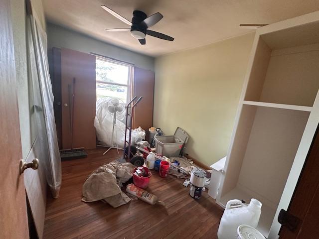 709 Summit St, Aurora, MN 55705 - unfurnished bedroom with wood finished floors and ceiling fan